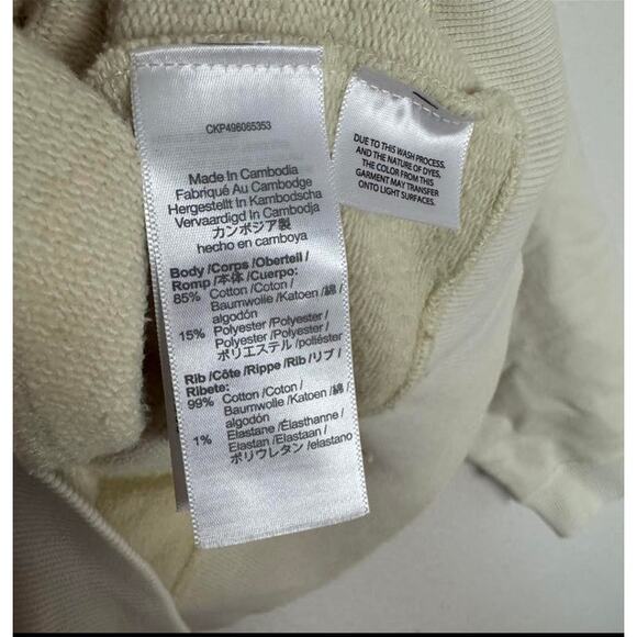 Madewell Garment-Dyed Crewneck Sweatshirt WMNS L Off White NU854 Ribbed Long Sl - Picture 8 of 9